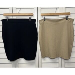 24Seven Pull On Stretch Mini Skirt Bundle Size Large Black & Khaki